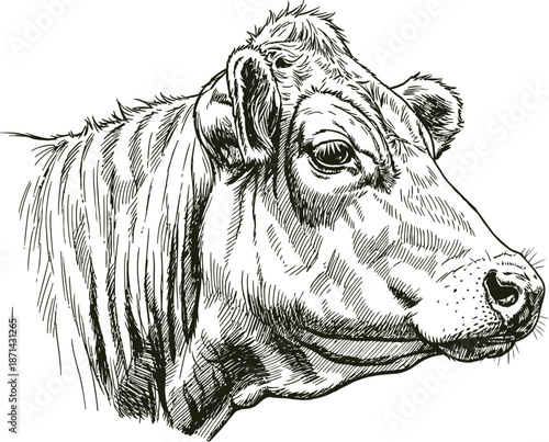 Angus Cattle Hand Drawn Sketch Vector Illustration – Farm Livestock Art
