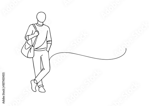 man with bag hand draw line icon vector
Vector hand draw line icon on a transparent background