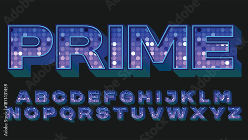 purple disco lights pattern 3d isolated letters