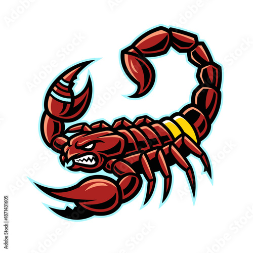 Red Scorpion Cartoon Illustration with Claws.