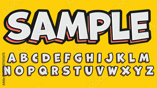 3d cartoon orange detail white uppercase isolated letters typography