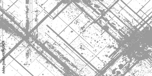 Black and white seamless pattern featuring an architectural blueprint sketch with technical engineering lines and house design plans on drafting paper