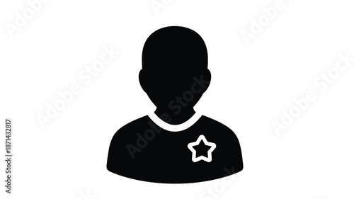 Simple black silhouette of a person  shoulder with a star emblem