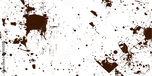 Abstract grunge ink splat background featuring a dirty black paint splash and liquid spray texture on a vector paper pattern with an artistic splatter blot design