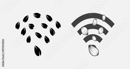 Digital representation of seeds falling and connecting through wireless signal