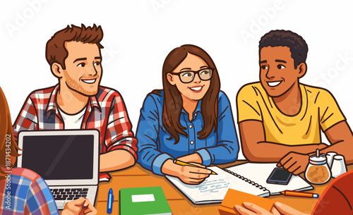 Group brainstorming by coming together in the new generation office culture.