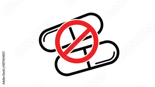 Prohibition symbol featuring a paperclip design indicating not allowed or restricted access
