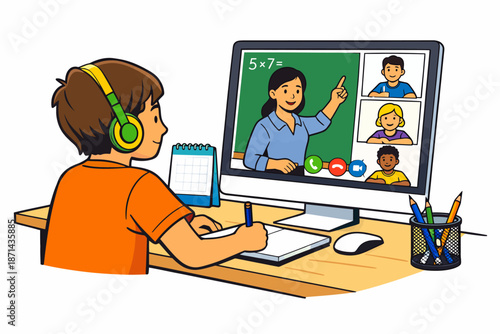 Student meeting with classmates in the digital environment thanks to distance education.