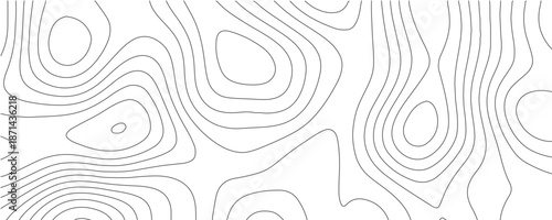 Topographic World Map with Wavy Relief Lines on White vector illustration Background. 