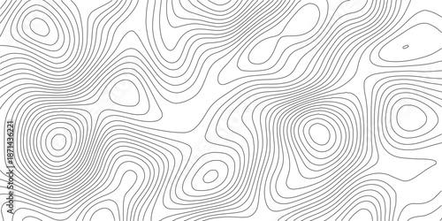 Topographic World Map with Wavy Relief Lines on White vector illustration Background. 