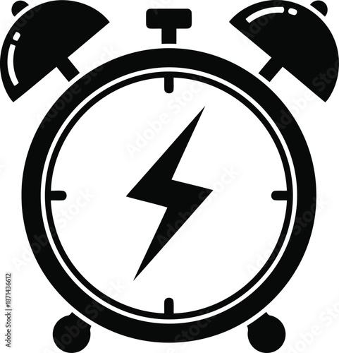 Time Management Energy Deadline Alarm Clock Lightning Vector Illustrator