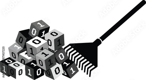 Big Data Cleaning And Digital Information Management Vector Illustrator