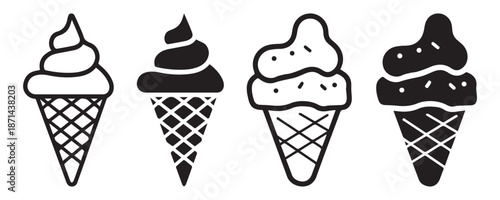 Soft Ice Cream Cone Icon Vector Illustration for Dessert, Food, and Summer Design