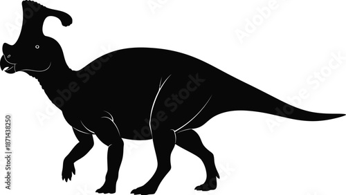 Silhouette of a parasaurolophus dinosaur isolated on transparent background