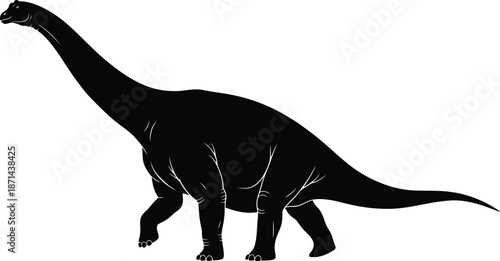 Black silhouette of a dinosaur isolated on transparent background