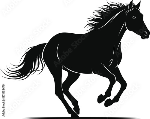 Black horse silhouette isolated on transparent background