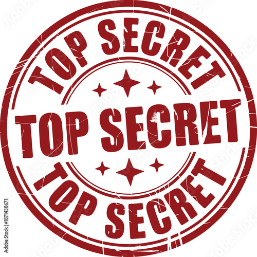 Grunge Red 'TOP SECRET' Round Rubber Stamp Vector Illustration Isolated
