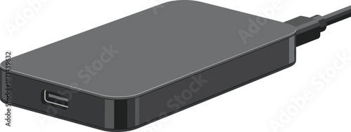 External hard drive icon with USB cable connection for portable data storageExternal hard drive icon with USB cable connection for portable data storage