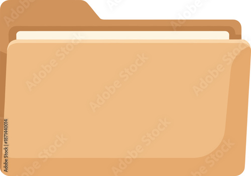 Manila file folder vector illustration for office organization, document storage, archive management, paperwork system, clean design, business stationery icon.