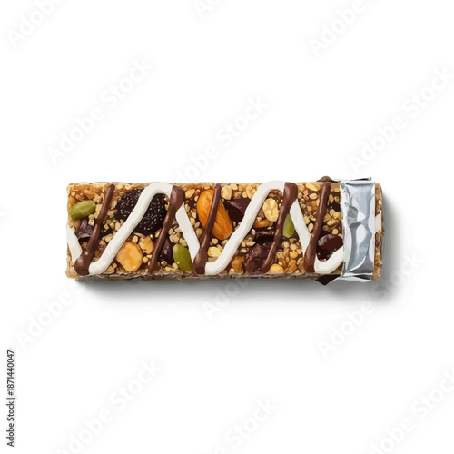 Delicious homemade granola bar with chocolate and nuts