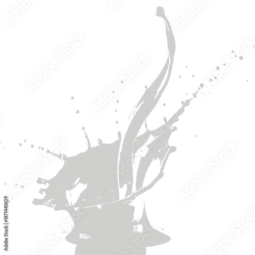 Dramatic milk splash with droplets on white background