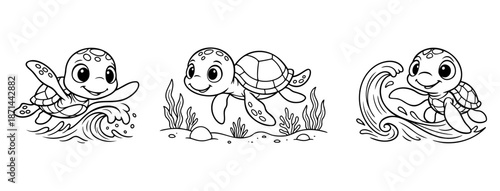 Cute Sea Turtles Swimming in the Ocean