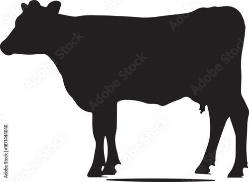 Cow Silhouette Vector - Elegant Farm Animal Design.