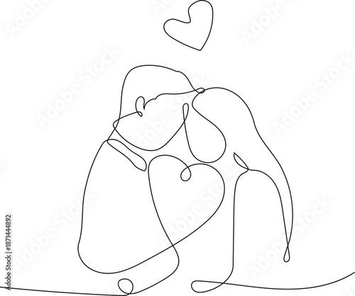 Couple Sharing a Romantic Valentine's Kiss Under a Heart