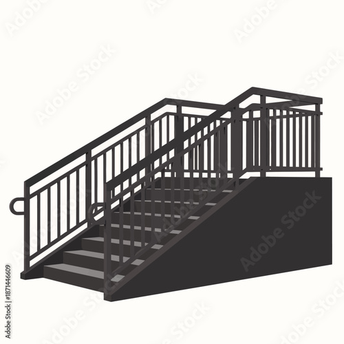 Modern metal staircase with railing and steps