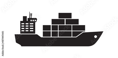 Ships icon, Cargo shipping delivery expedition related vector icon, E-commerce business concept. Shipping vector illustration on black and white background..