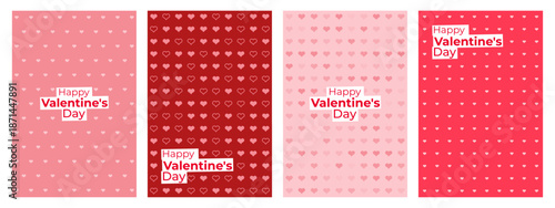 Happy Valentines Day story post with red and pink heart pattern. Love and romance concept for social media, greeting card.