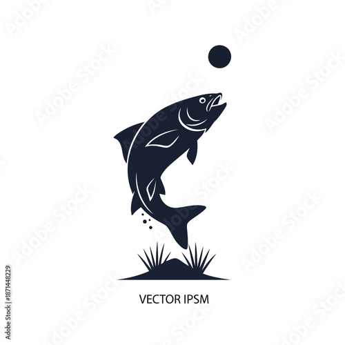 Fish Jumping Out of Water Towards a Ball Near Grassy Area Illustration