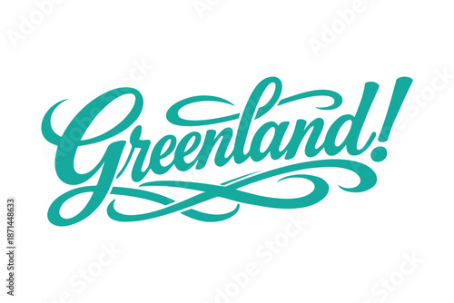 Vibrant teal typography design with Greenland text