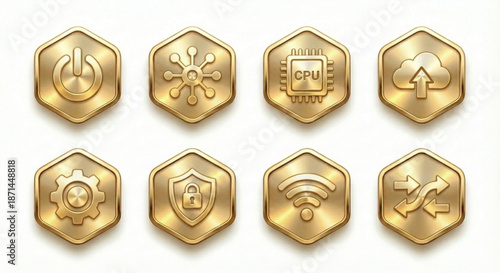 Collection of Metallic Icon set Shiny effect texture Luxury Icon Design PNG High End Metallic Color Item Check Mark Tech Icon Triangle Two-tone Metallic high end colors