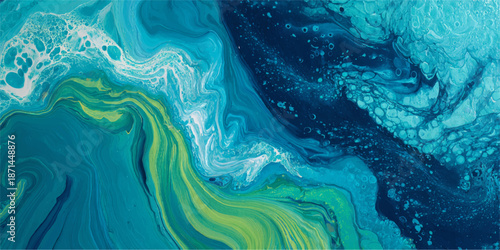 Abstract blue and green marble texture background