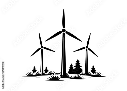 wind turbines vector icon on a white background
Vector black icon