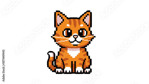 Pixel art illustration of an orange tabby cat sitting.