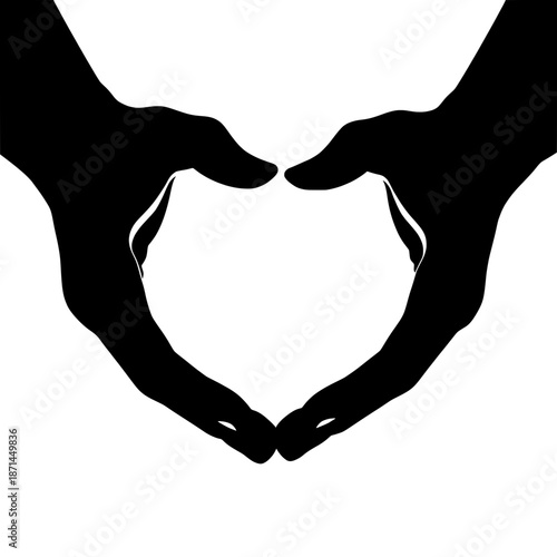 Heart Hands Silhouette: Two hands artfully create a heart shape against a contrasting backdrop, symbolizing affection, love, and unity.