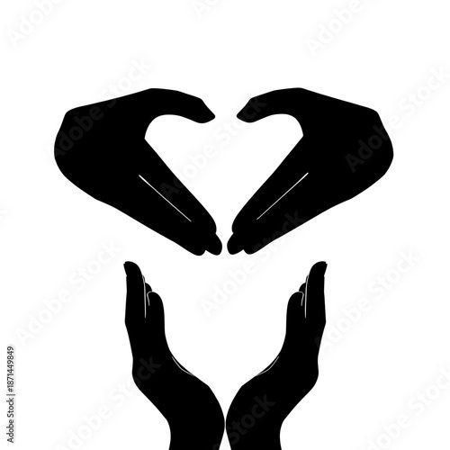 Hands Forming a Heart: Two pairs of hands, elegantly silhouetted, come together to form the universal symbol of love, creating a heartwarming and pure visual.