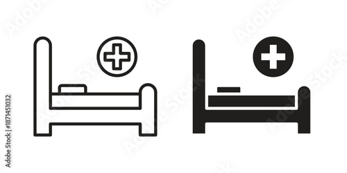 Hospital bed icons on white background. Line vector sign, symbol for web and mobile