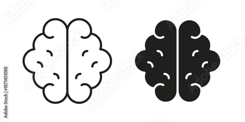 Human brain icons on white background. Line vector sign, symbol for web and mobile
