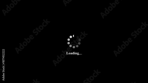 Loading wheel animation shows rotating dot motion during processing time. Loading spinner circle indicates waiting state while tasks continue. Loading indicator, update, connecting or reload.
