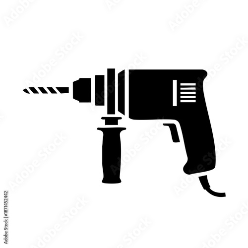 Vector icon of an electric drill, symbolizing Labor Day, essential power tool, minimalist design