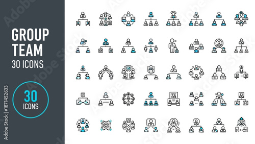 Vector collection of business people and family icons set featuring professional silhouette symbols and web design elements for illustration