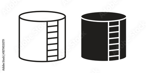 Oil storage icons on white background. Line vector sign, symbol for web and mobile