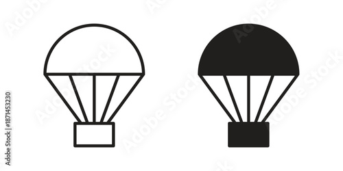 Parachute icons on white background. Line vector sign, symbol for web and mobile