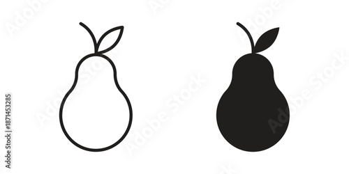 Pear icons on white background. Line vector sign, symbol for web and mobile