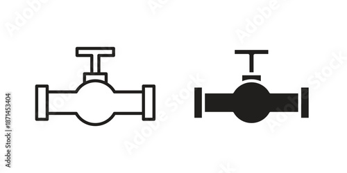 Pipe valve icons on white background. Line vector sign, symbol for web and mobile