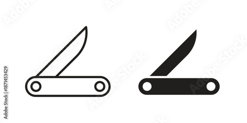 Pocket knife icons on white background. Line vector sign, symbol for web and mobile