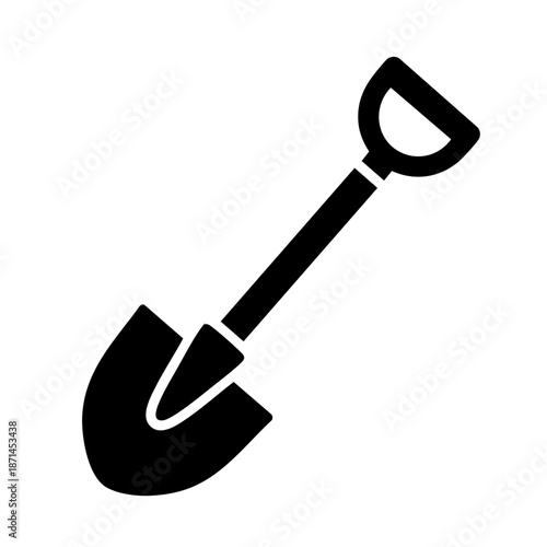 Vector icon of a shovel, symbolizing Labor Day, essential gardening tool, minimalist design